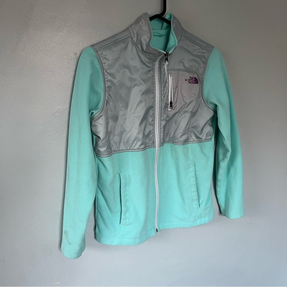 The North Face Vintage Polar Fleece Sherpa Jacket Blue Green Small Medium - Picture 2 of 9